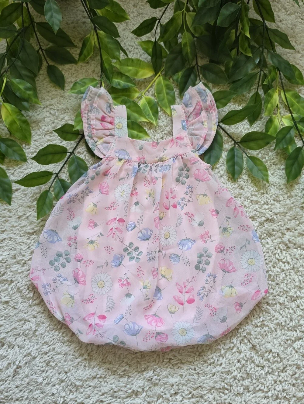 Baby Girl Floral Bubble Romper (6-9 Months)